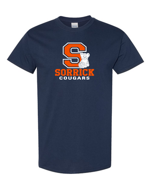 Sorrick - Cougar Block Letter - Short Sleeve T-shirt - Navy