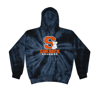 Sorrick - Cougar Block Letter - Hoodie - Navy Tie Dyed