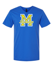 Load image into Gallery viewer, Oak Ridge M is for Mustangs - Short Sleeve V-neck T-shirt - Royal Blue