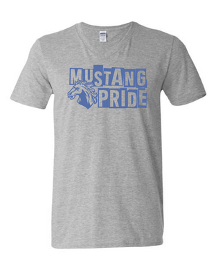 Oak Ridge - Mustang Pride - Short Sleeve V-neck T-shirt - Sport Grey