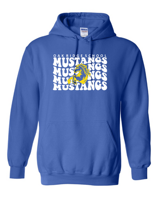Oak Ridge Mustangs Retro Stacked - Hoodie - Royal Blue