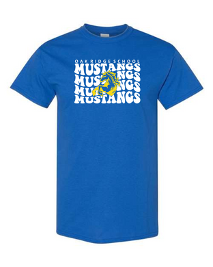 Oak Ridge Mustangs Retro Stacked - Short Sleeve T-shirt - Royal Blue
