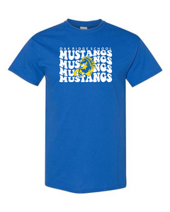 Oak Ridge Mustangs Retro Stacked - Short Sleeve T-shirt - Royal Blue