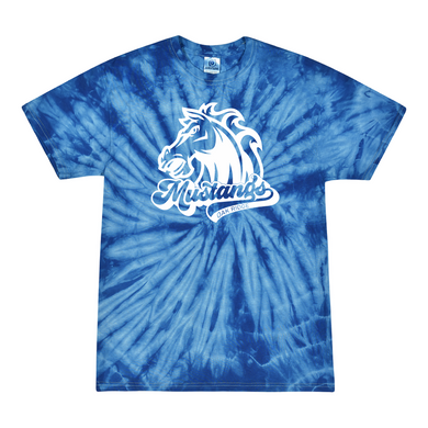 Oak Ridge Mustangs Swoosh - Short Sleeve T-shirt - Royal Blue Tie Dyed