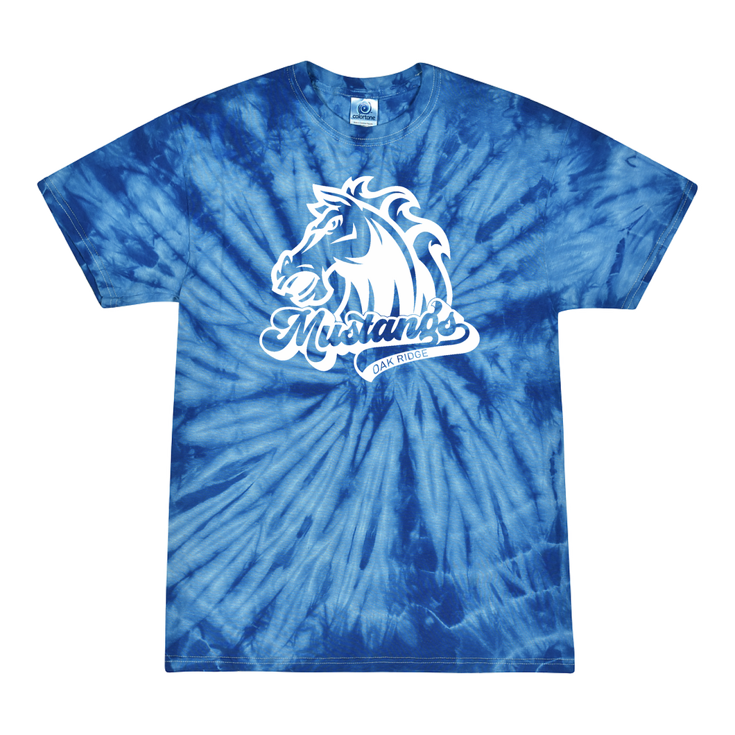 Oak Ridge Mustangs Swoosh - Short Sleeve T-shirt - Royal Blue Tie Dyed