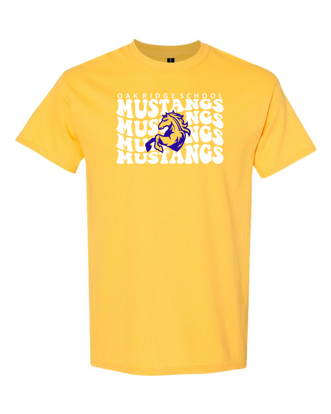 Oak Ridge Mustangs Retro Stacked - Short Sleeve T-shirt - Daisy Yellow