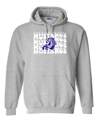 Oak Ridge Mustangs Retro Stacked - Hoodie - Sport Grey