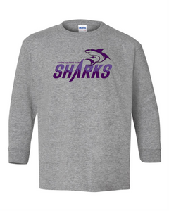 Sharks - Full Color Shark Logo -  Long Sleeve T-shirt - Sport Grey     FCS