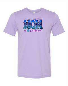 Sharks - Swim Mom -  Short Sleeve T-shirt - Dark Lavender      MOM