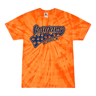 Sorrick - Cougar Paws - Short Sleeve T-shirt - Tie Dyed Orange