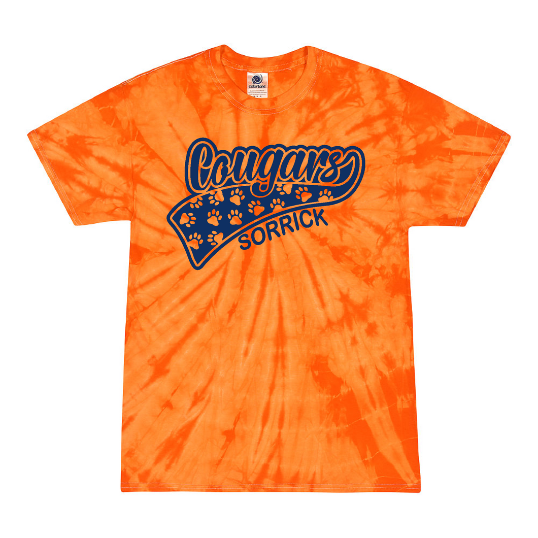 Sorrick - Cougar Paws - Short Sleeve T-shirt - Tie Dyed Orange
